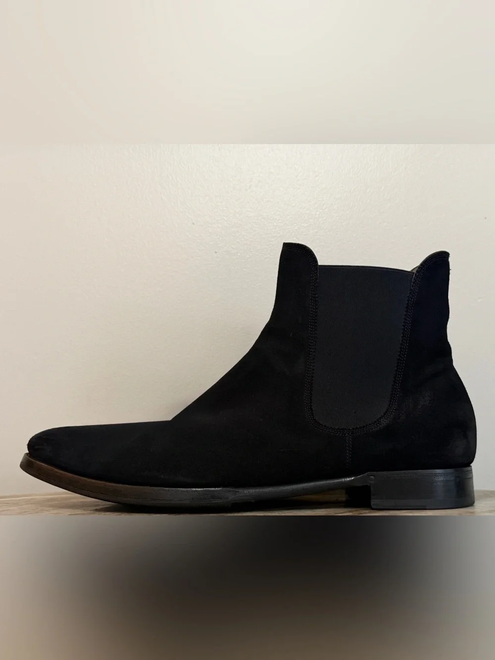 Ralph Lauren Purple Label Suede Chelsea Boots 13 D Black Italy Pull On $1500